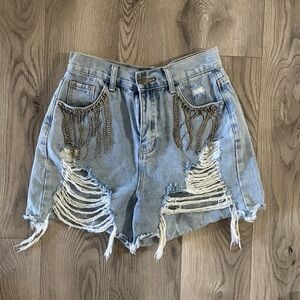 Buddy Love Light Blue Distressed Jean Shorts
